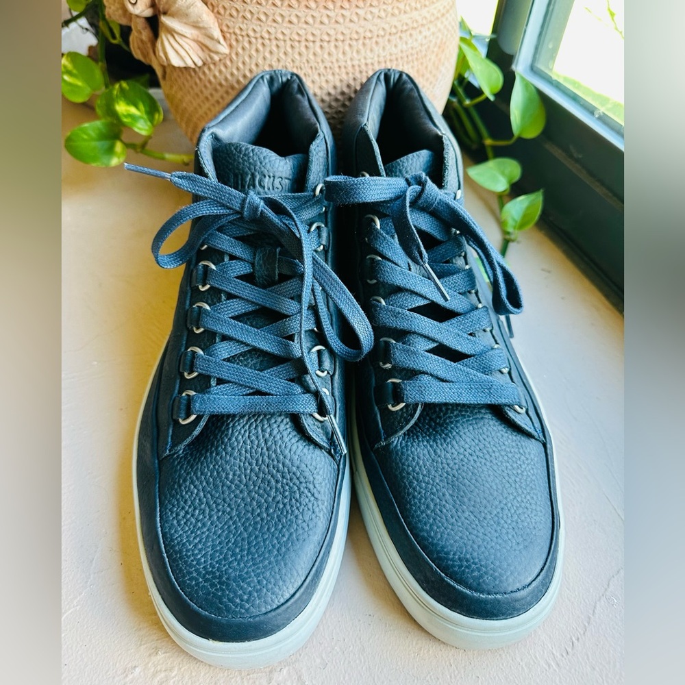 Blackstone Men’s Leather Navy Marine Blue High-Top Sneakers Size 42/US9 NEW